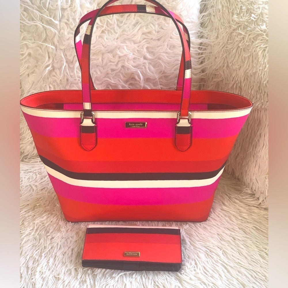 🌺♠️ KATE SPADE Multi ZIP TOTE & Matching 12 Cardholder & ID WALLET.